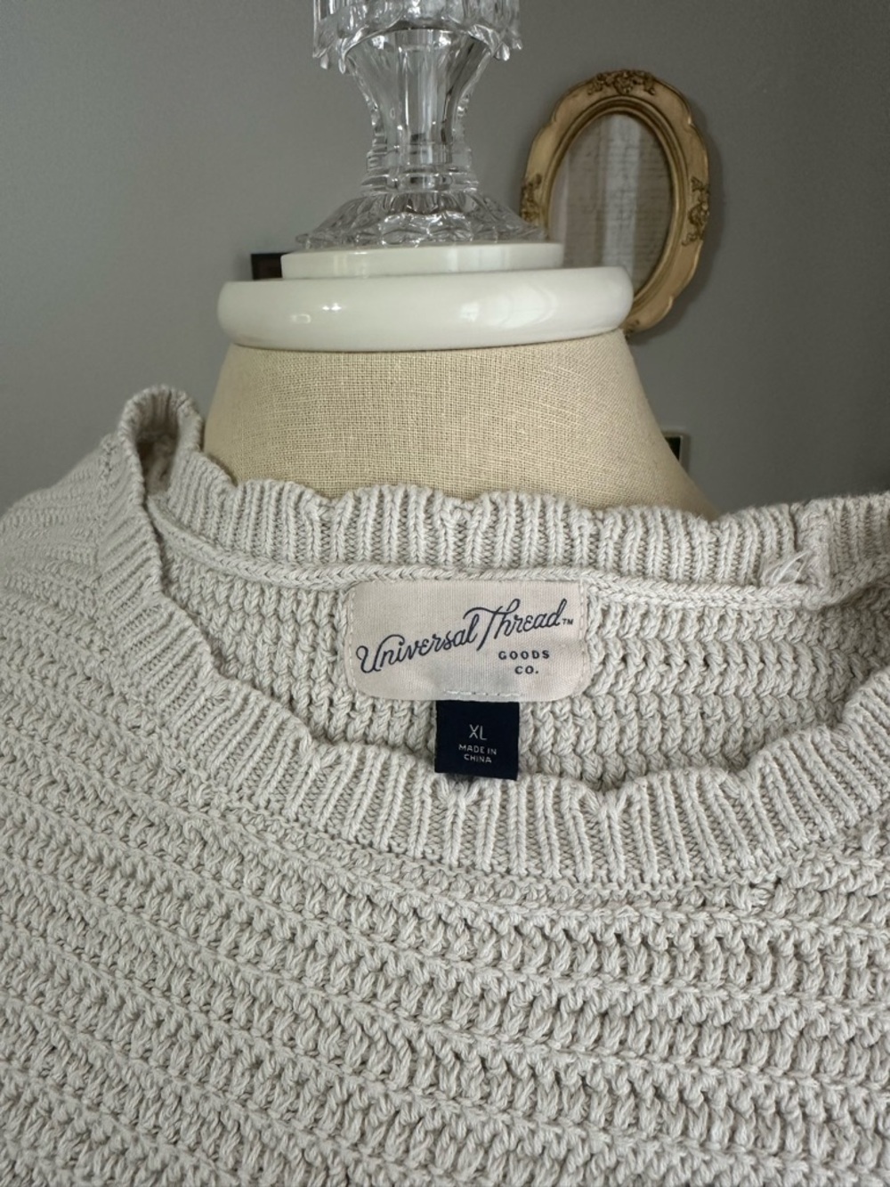 Universal Thread Cream Scalloped Knit Pullover Sweater - Picture 3 of 5